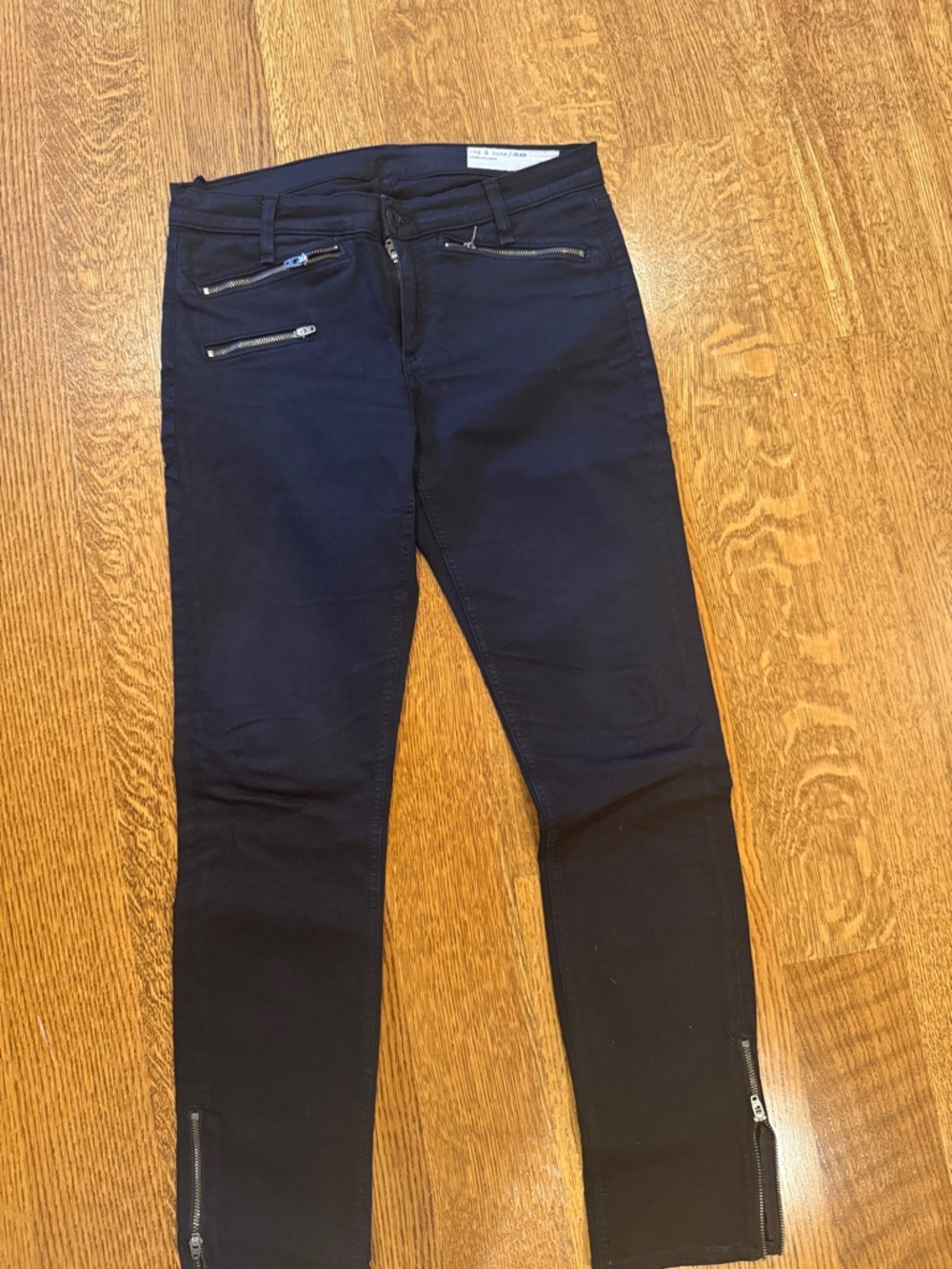 rag & bone Black Zip-Accent Skinny Jeans